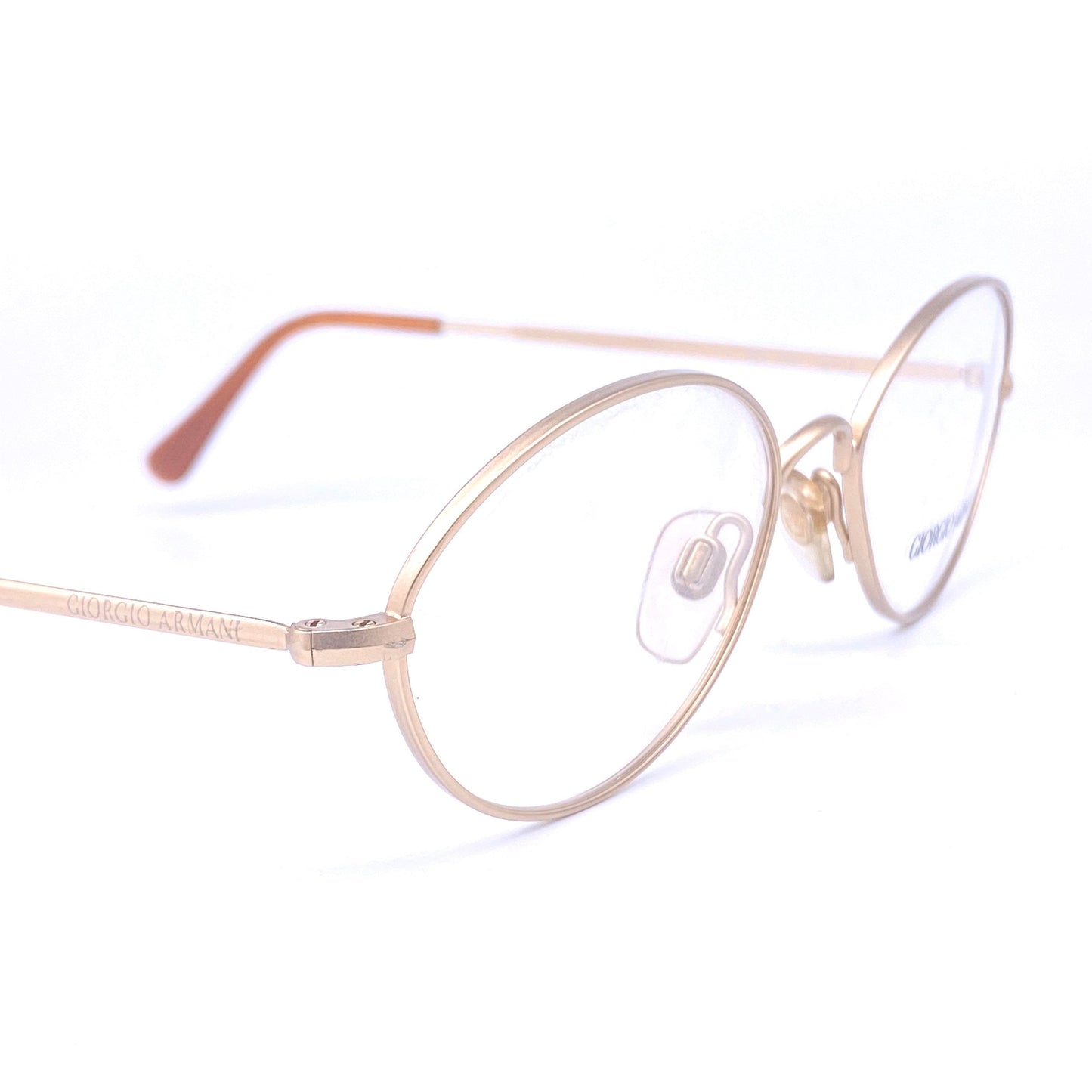 Giorgio Armani 221 oval matte gold minimalist eyeglasses frames , 1980s ITALY NOS