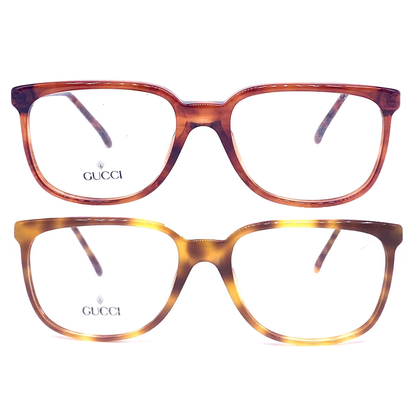 Gucci 1132 vintage tortoise cello eyeglasses frames hand made in Italy, 1980z NOS