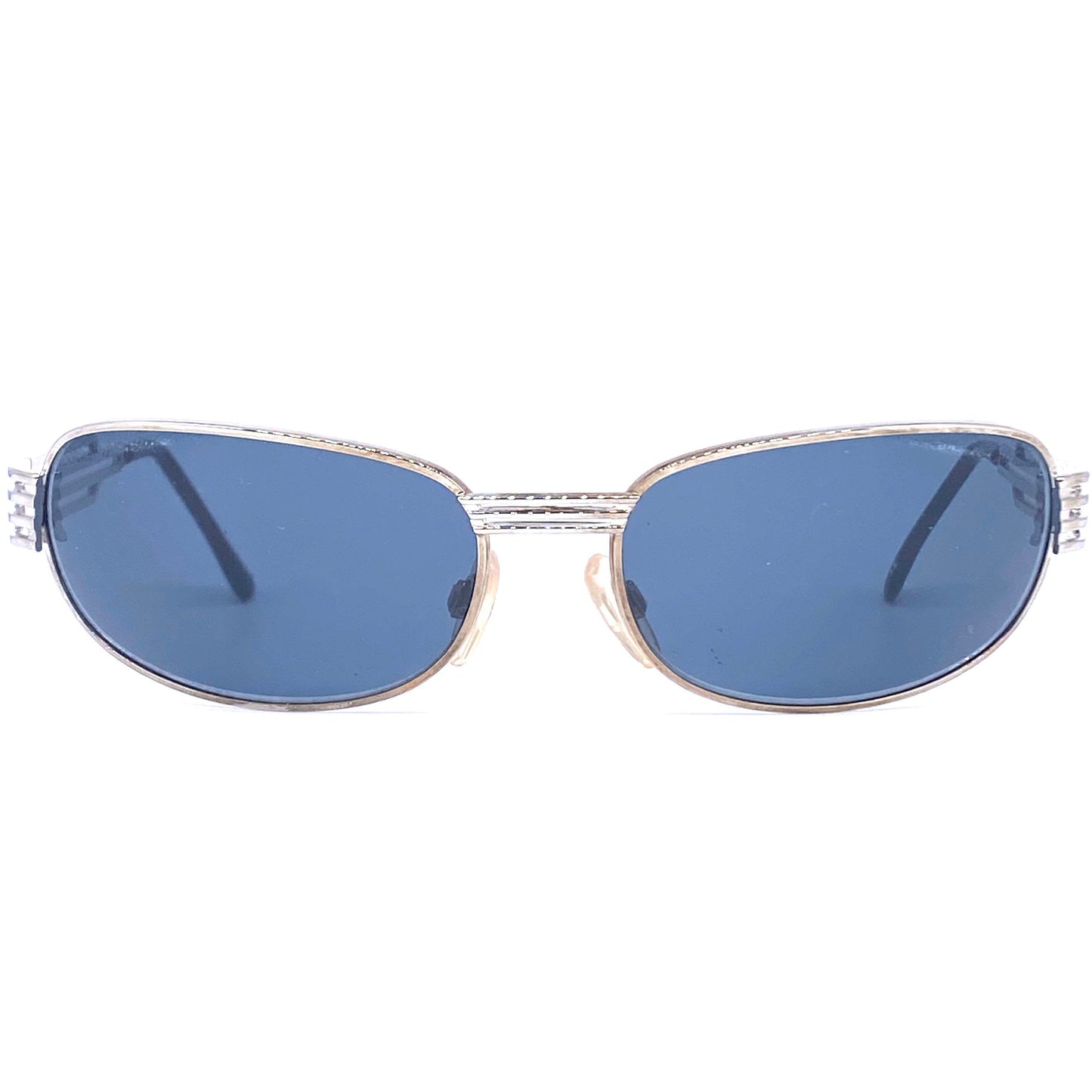 Versus Versace f36 silver oval wrap sunglasses made in Italy, 1990s NOS