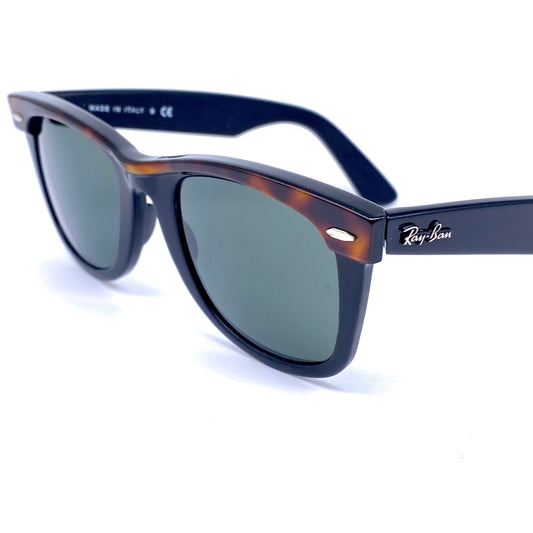 RayBan B&L wayfarer II bicolor tortoise/black sunglasses made in USA, temples substituted.