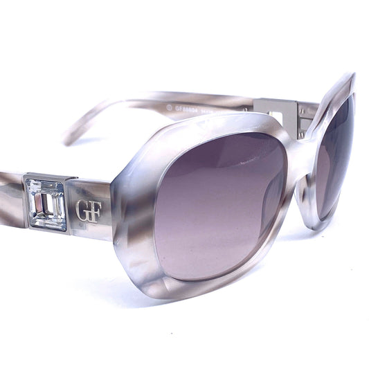 Gianfranco Ferrè square oversized sunglasses, grey marble with beautiful square rhinestone, NOS 90s