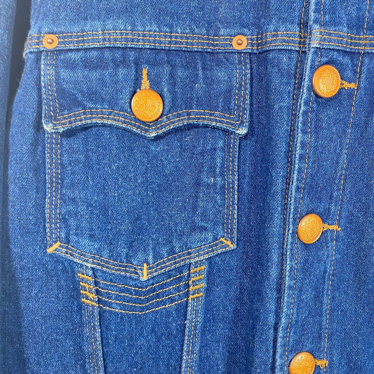 Jean Paul Gaultier vintage 90s denim trucker jacket with brass buttons, mint