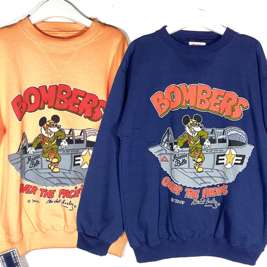 Disney Mickey Mouse sweatshirt Bomber Minnie Belle print by Michel Bachoz, new old stock 80s 2 colors & sizes.