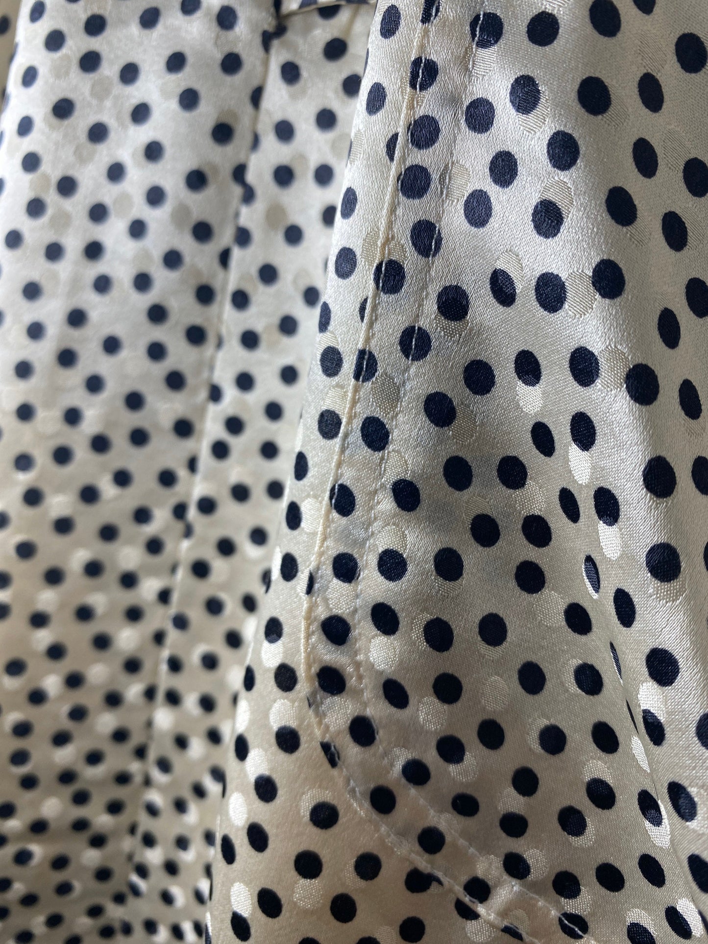 Kitai Como 60s pure silk black/white ecru polka dot blouson dress, mint condition.