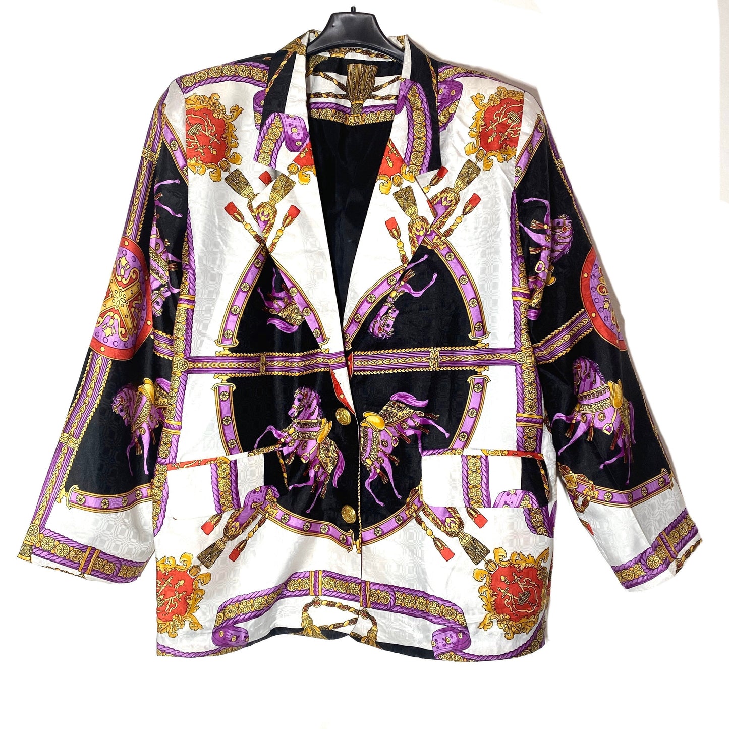 Stunning baroque Hermès print style silk blazer jacket size 46