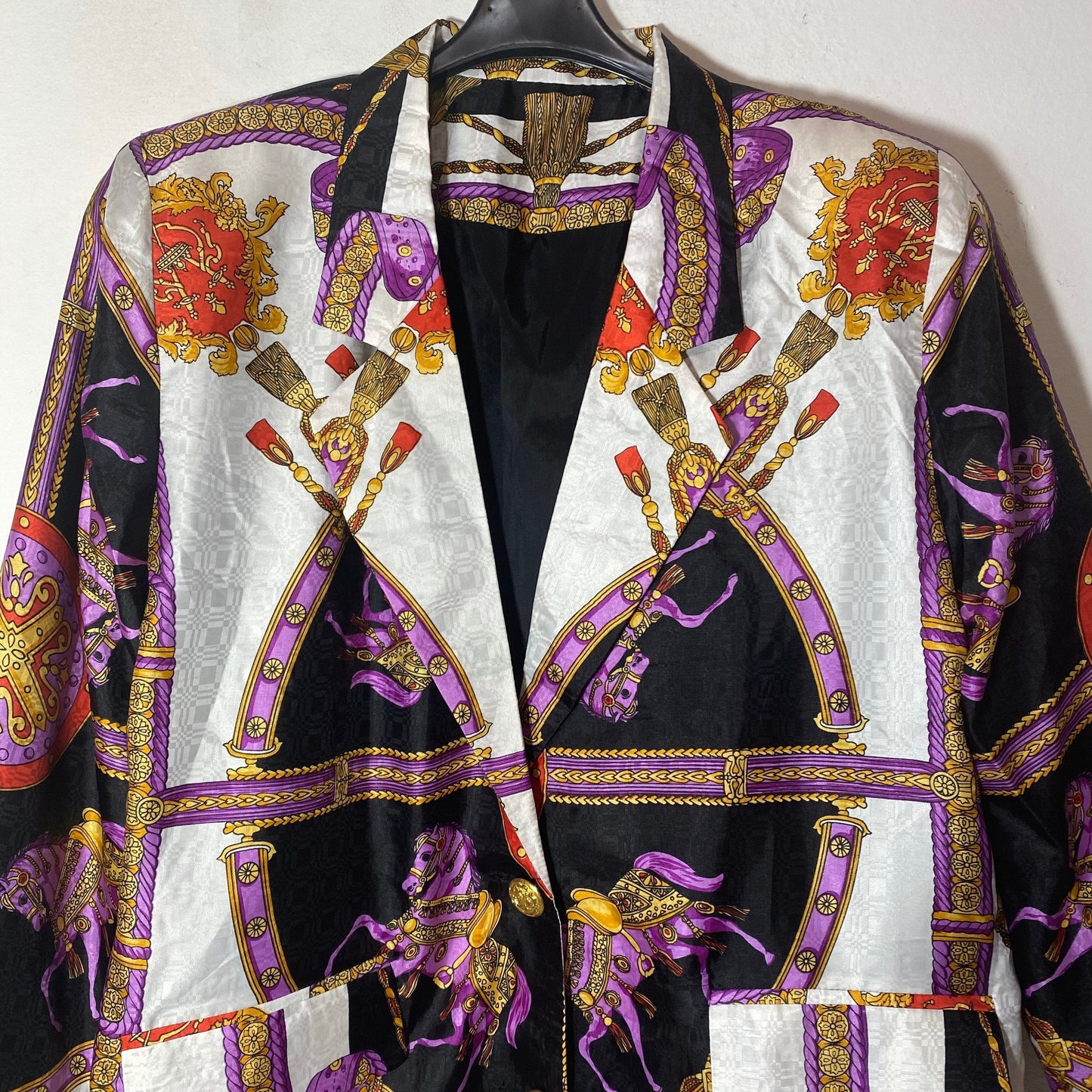 Stunning baroque Hermès print style silk blazer jacket size 46