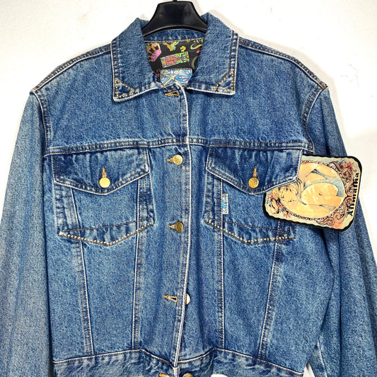 Alimatha vintage ladies studded crop denim jacket sz M, new with tags