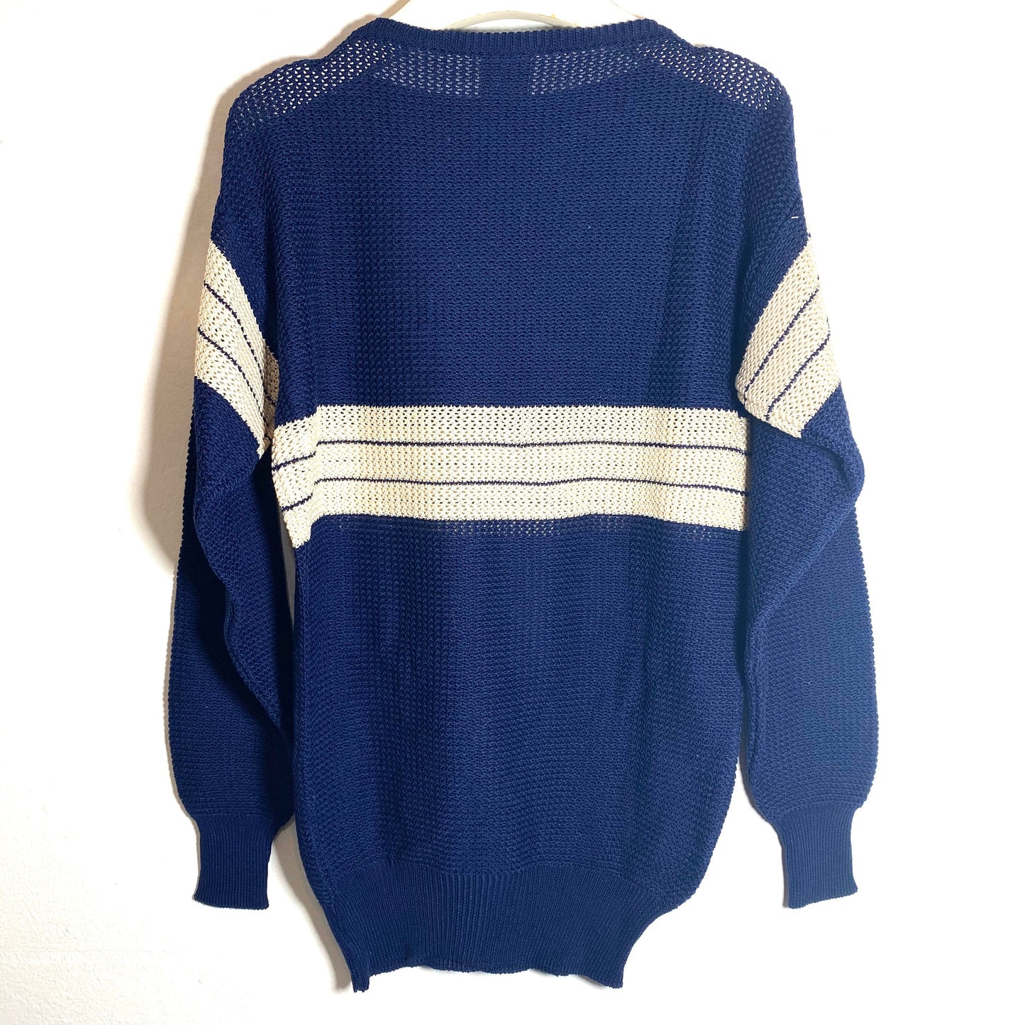 Breton mariner navy striped jumper 100% cotton boat neck jumper made in France, 80s NWT