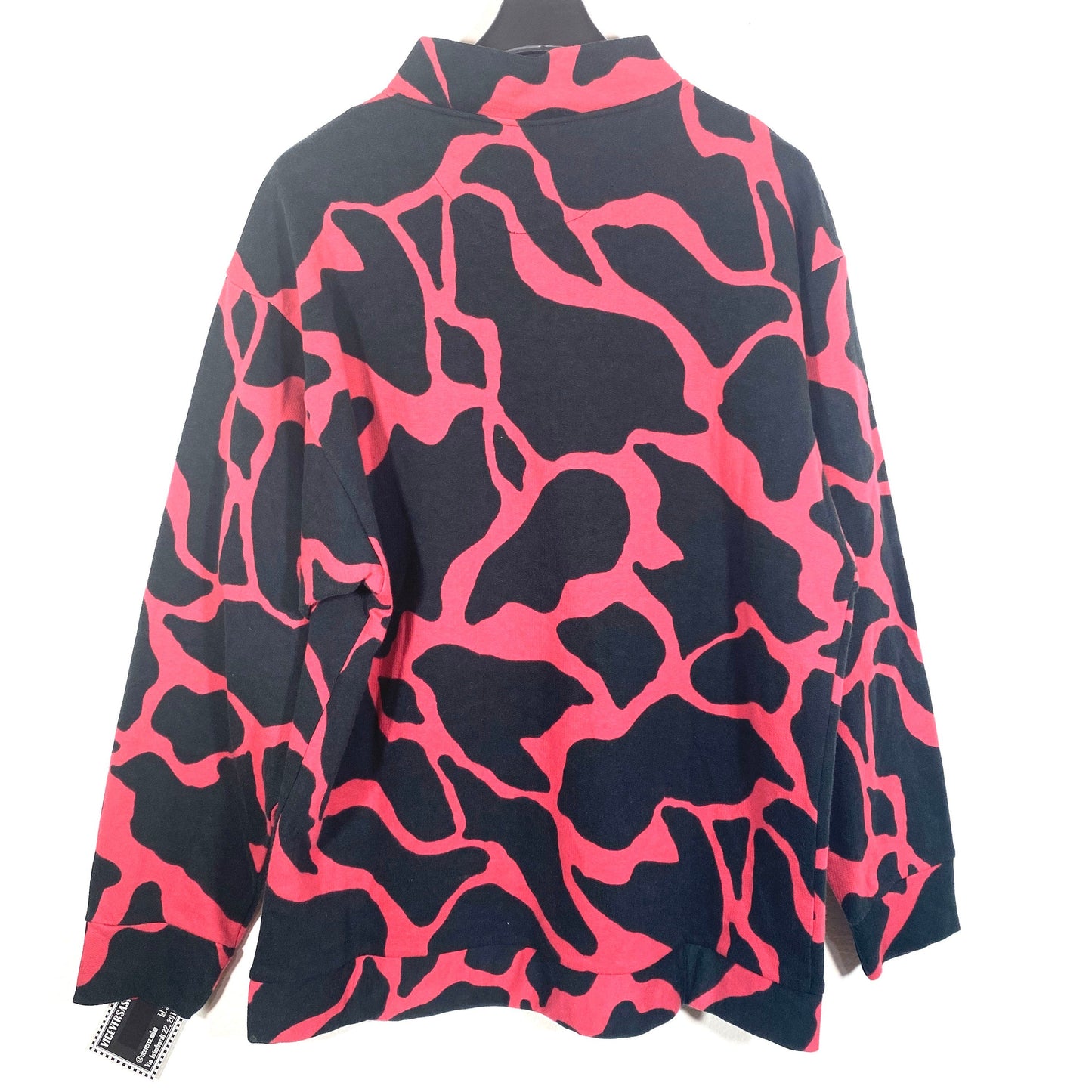 Pink / Black coolest Giraffe animalier print sweatshirt in pure cotton, NOS 80s