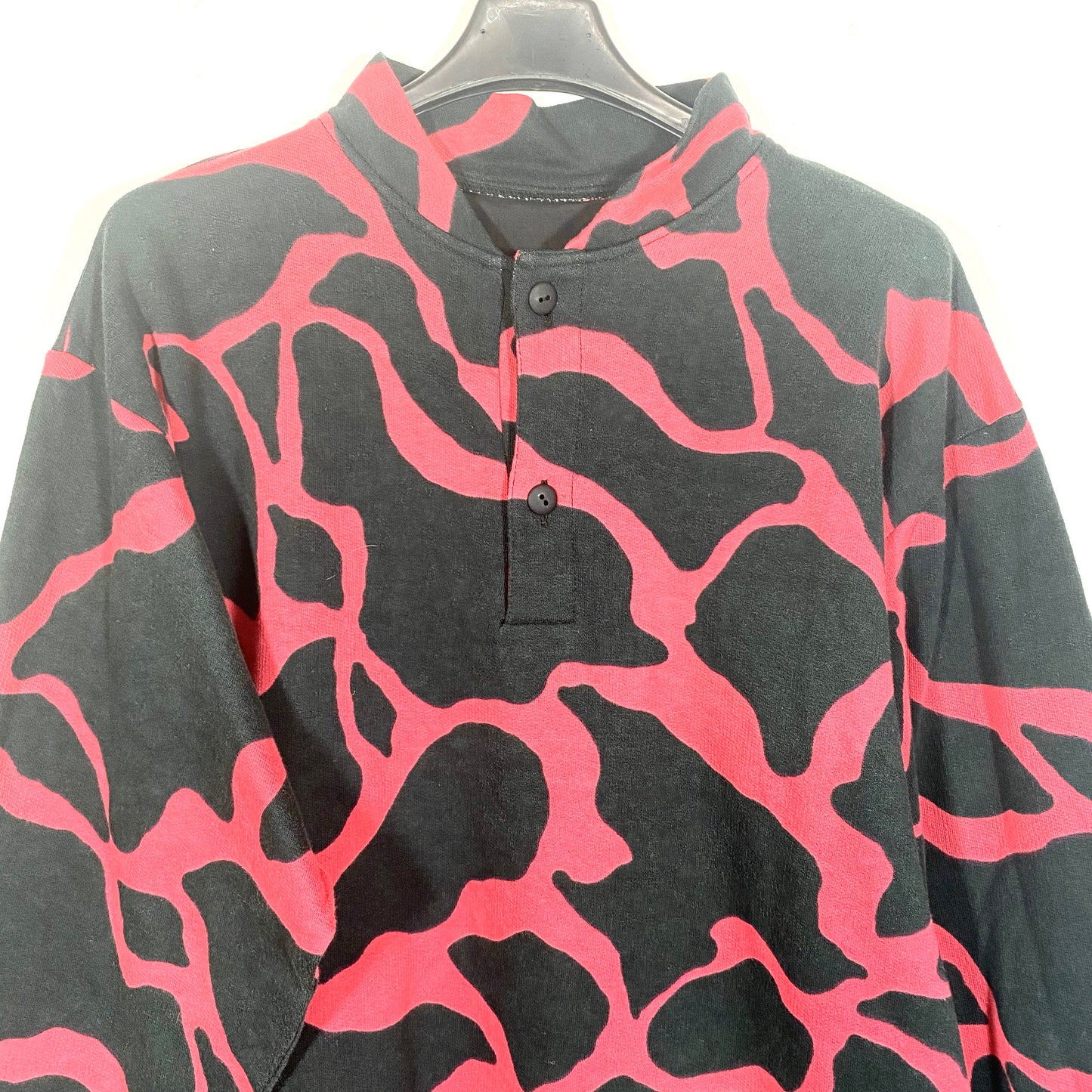 Pink / Black coolest Giraffe animalier print sweatshirt in pure cotton, NOS 80s