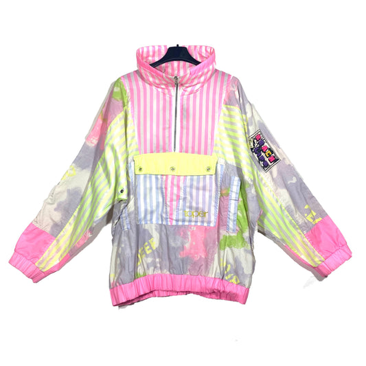 Toper flashy neon color striped / water colored allover windbreaker jacket, pure nurave style!