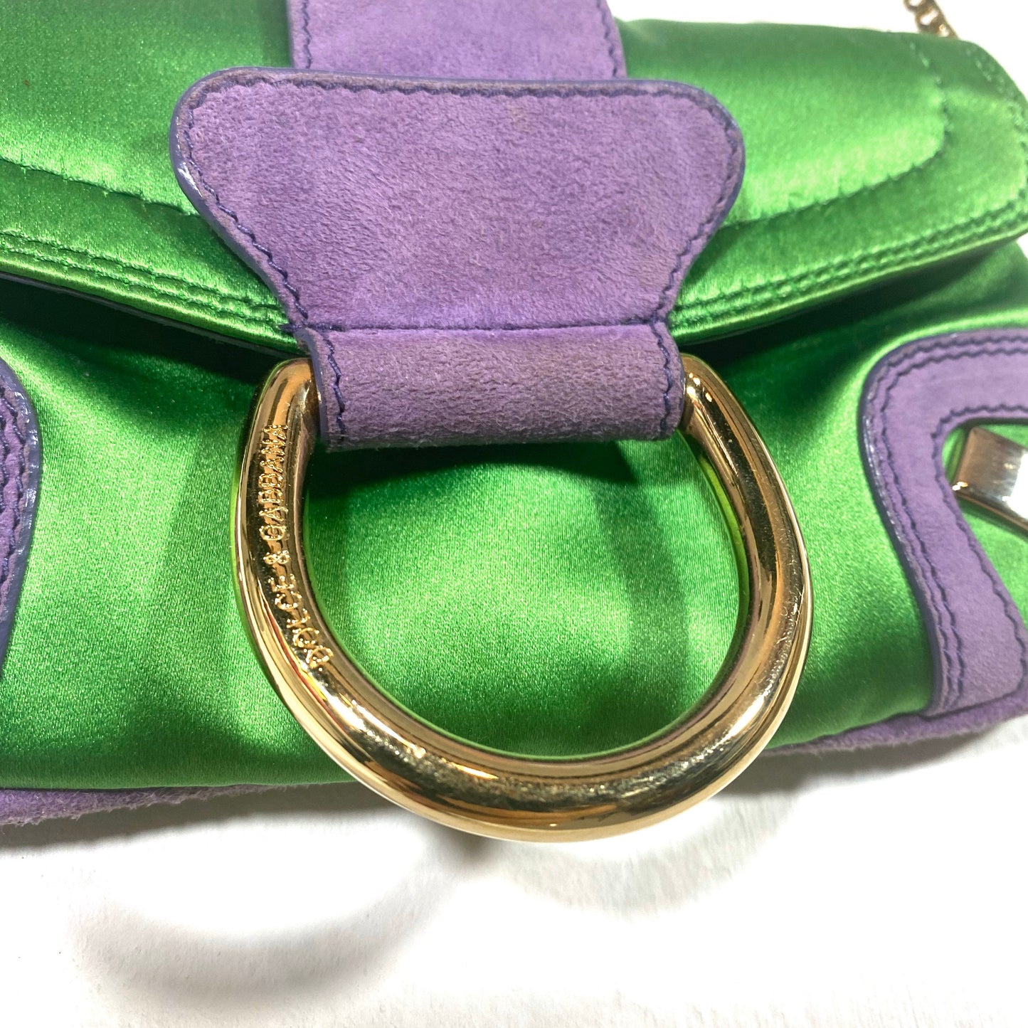 Dolce & Gabbana green/purple pouch bag, great condition.