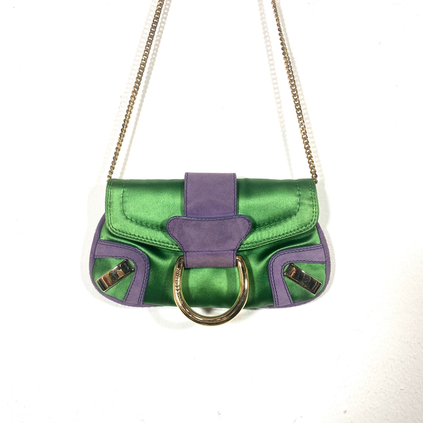 Dolce & Gabbana green/purple pouch bag, great condition.