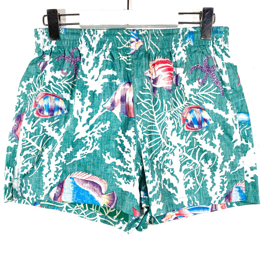 Reyn Spooner NOs 80s Hawaiian sea green swim shorts made in 100% cotton, coming in 2 sizes