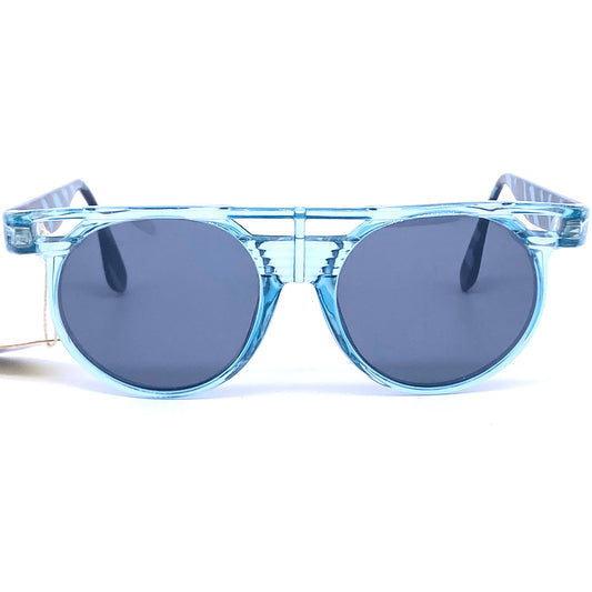 Sunjet by Carrera hip light blue translucent round flat top sunglasses made in Austria, 1980s NOS