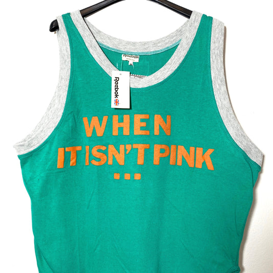 Reebok since 1895 green jogging tank top with ribbed profiles, 1980s NOS sz M