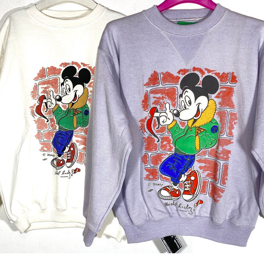 Disney Mickey Mouse sweatshirt by Michel Bachoz, new old stock 80s 2 colors & sizes.