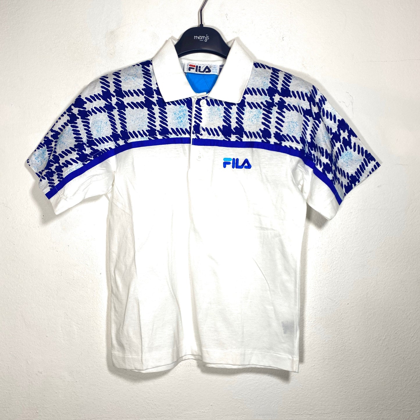 Fila ‘90s NWT white tennis cotton shirts with checkered pattern, 2 colors and sizes