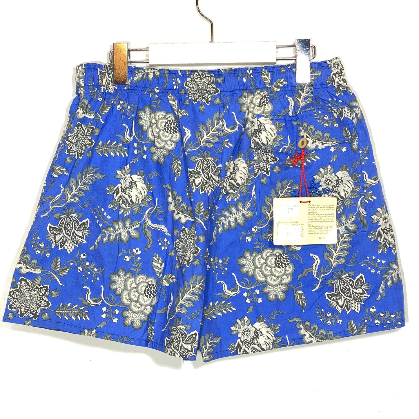 Brooksfield NWT 90s blue swim shorts with Black/white paisley print allover, 2 Colors and sizes