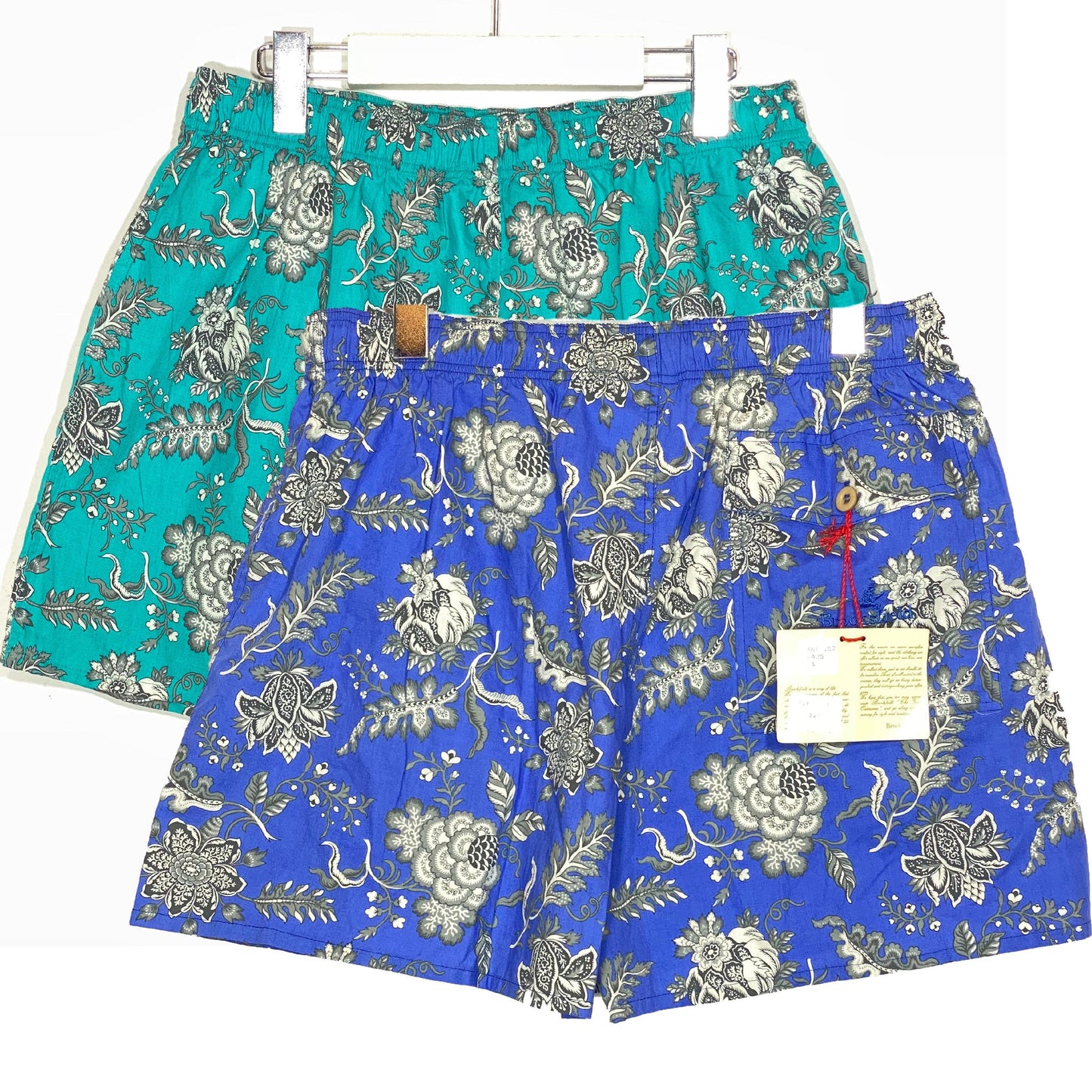 Brooksfield NWT 90s blue swim shorts with Black/white paisley print allover, 2 Colors and sizes