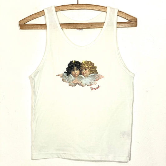 Fiorucci 90s NOS iconic angels cotton tank top size M, white & blue available