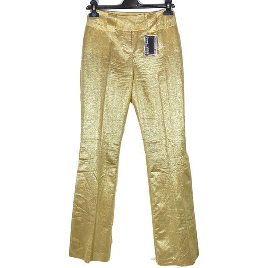 D&G 90s gold shiny ladies trousers with slit to the knees Size 38