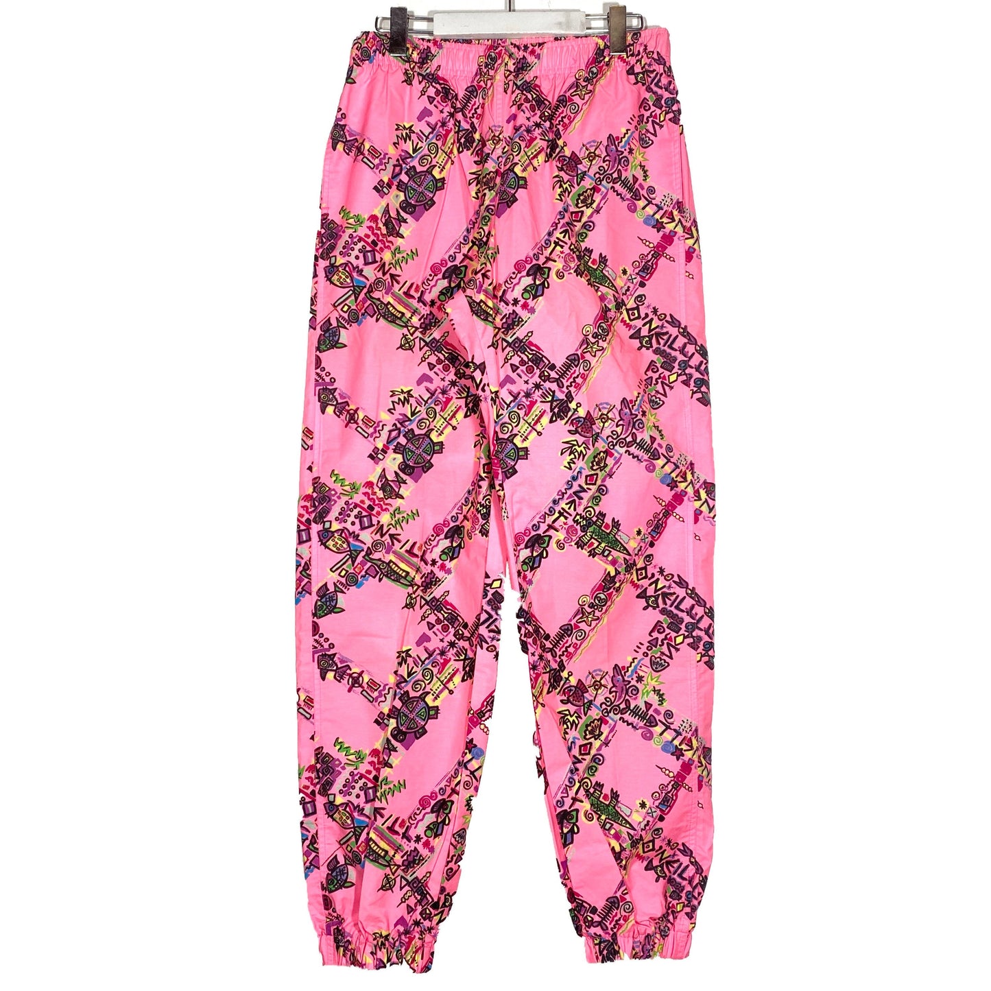 O’Neill 90s NO cotton blend surfer style trousers, fucsia or blue with colorful allover, sz S, M