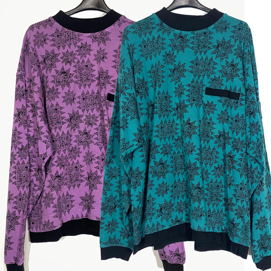 O’Neill 90s NWT light cotton sweatshirt with a cool graffiti style print, purple or pine green