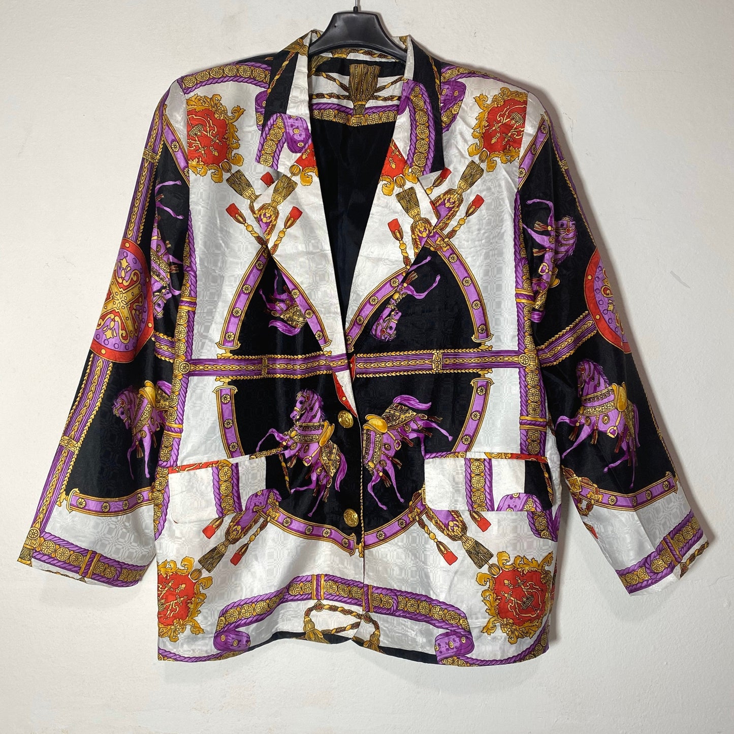 Stunning baroque Hermès print style silk blazer jacket size 46