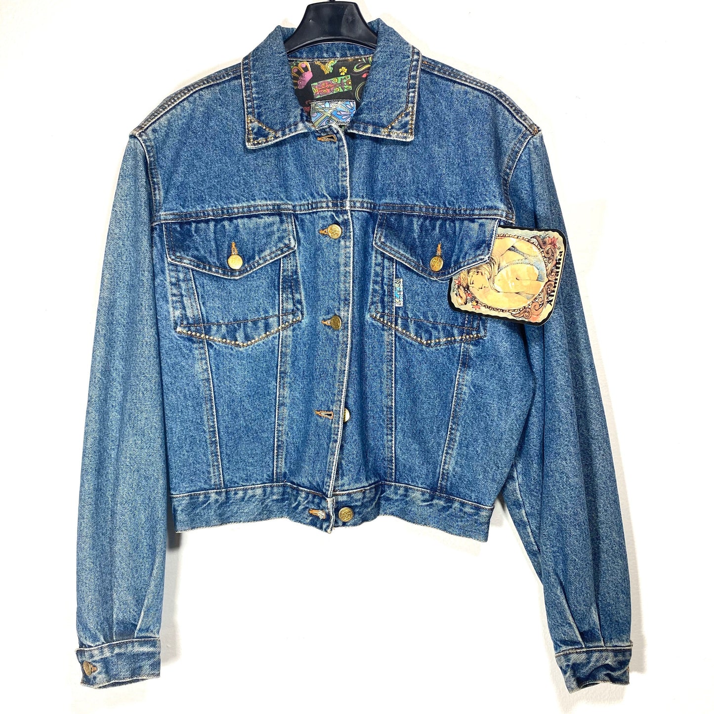 Alimatha vintage ladies studded crop denim jacket sz M, new with tags