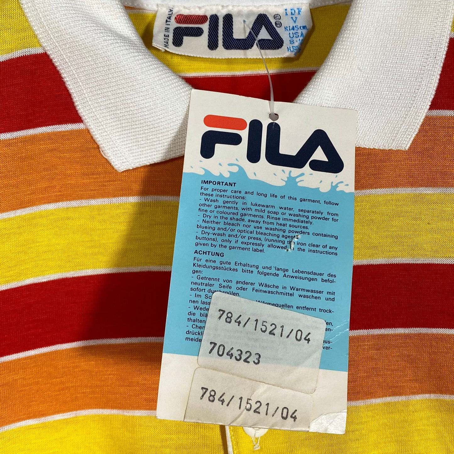 Fila 80s NWT striped red/orange/yellow cotton polo shirt, 2 sizes available