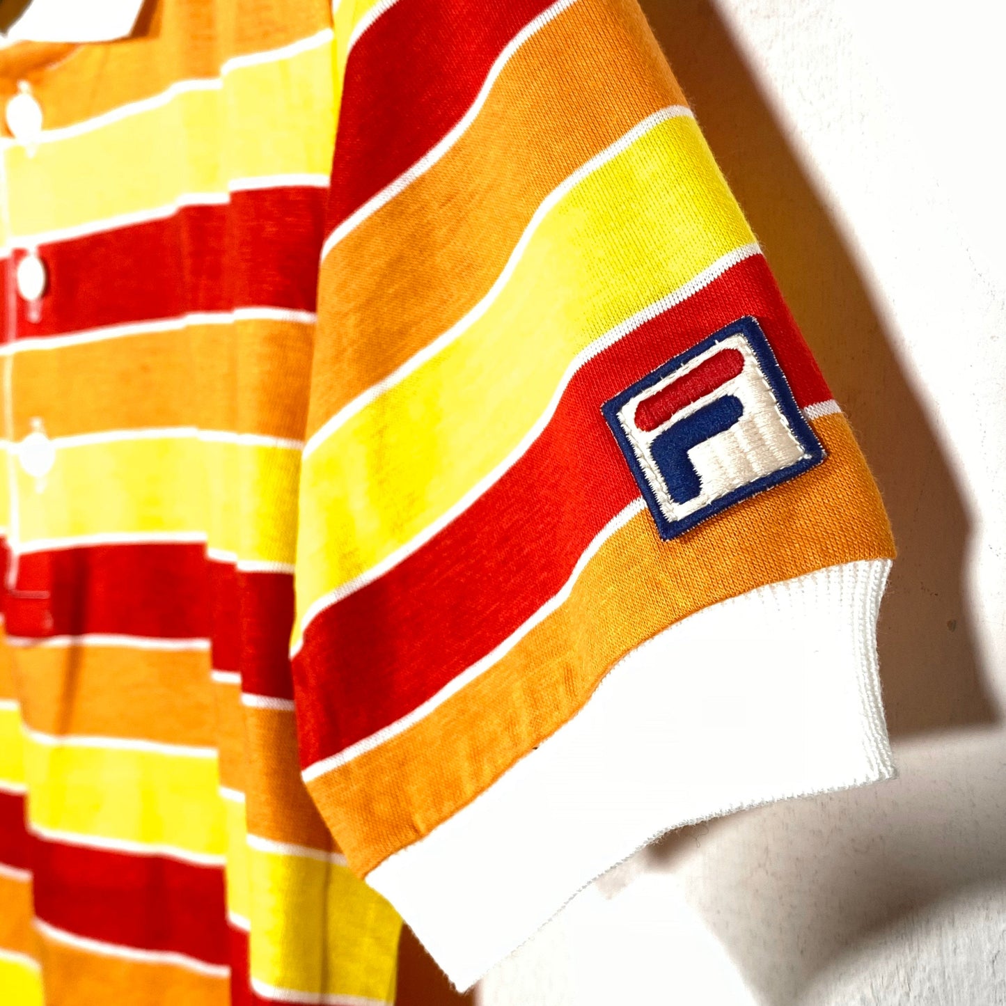 Fila 80s NWT striped red/orange/yellow cotton polo shirt, 2 sizes available