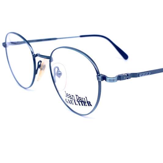 Jean Paul Gaultier 55-1174 round metallized green eyeglasses, made in Japan NOS 1980s