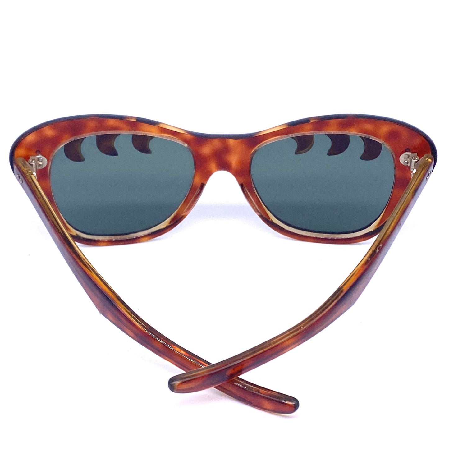 Incredibly rare 1950s handmade in France cateye oversized sunglasses with unusual eyelashes detail, new old stock