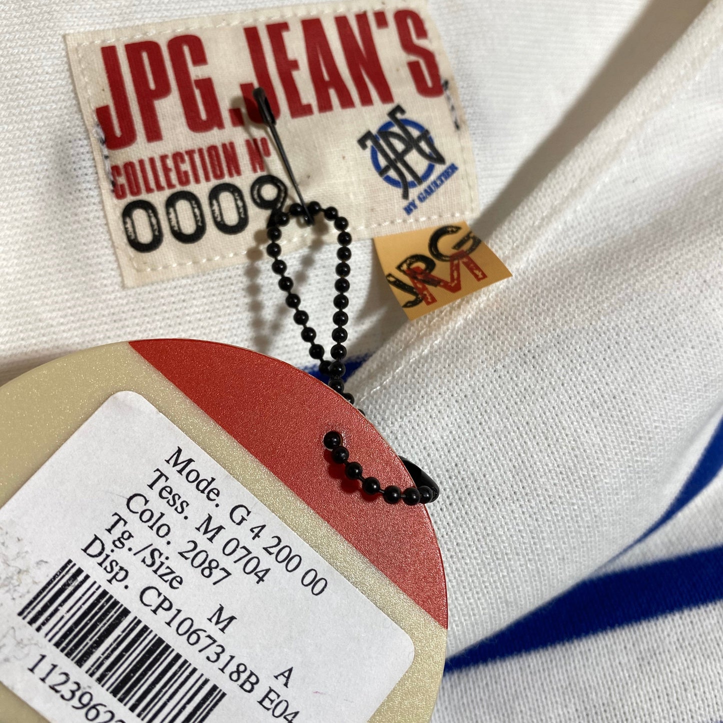 J.P. Gaultier Jean’s iconic mariner / sailor style ladies cotton knit t shirt size M, new with tags, 90s deadstock