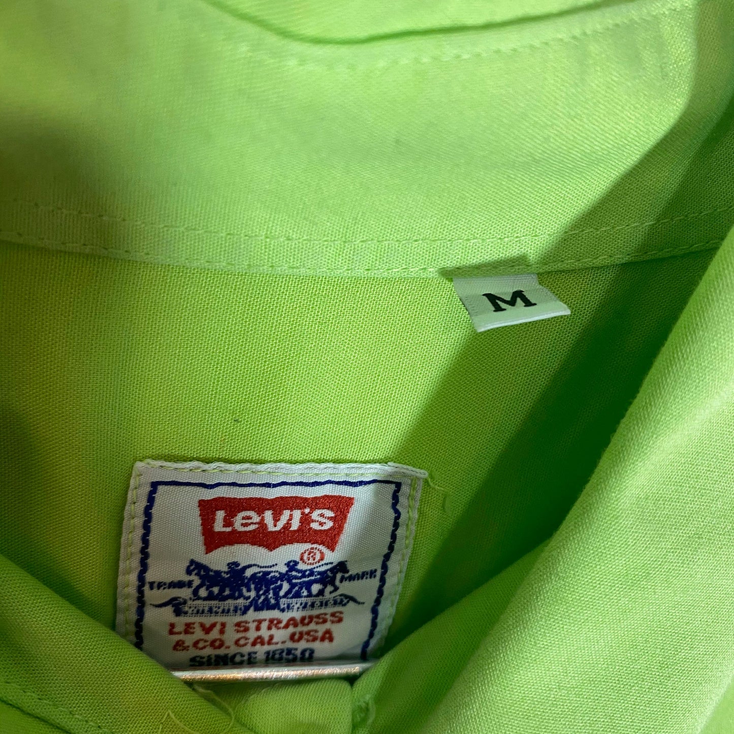 Levi’s short sleeved bright colors shirts coming in green and yellow, 1980 NOS with tags