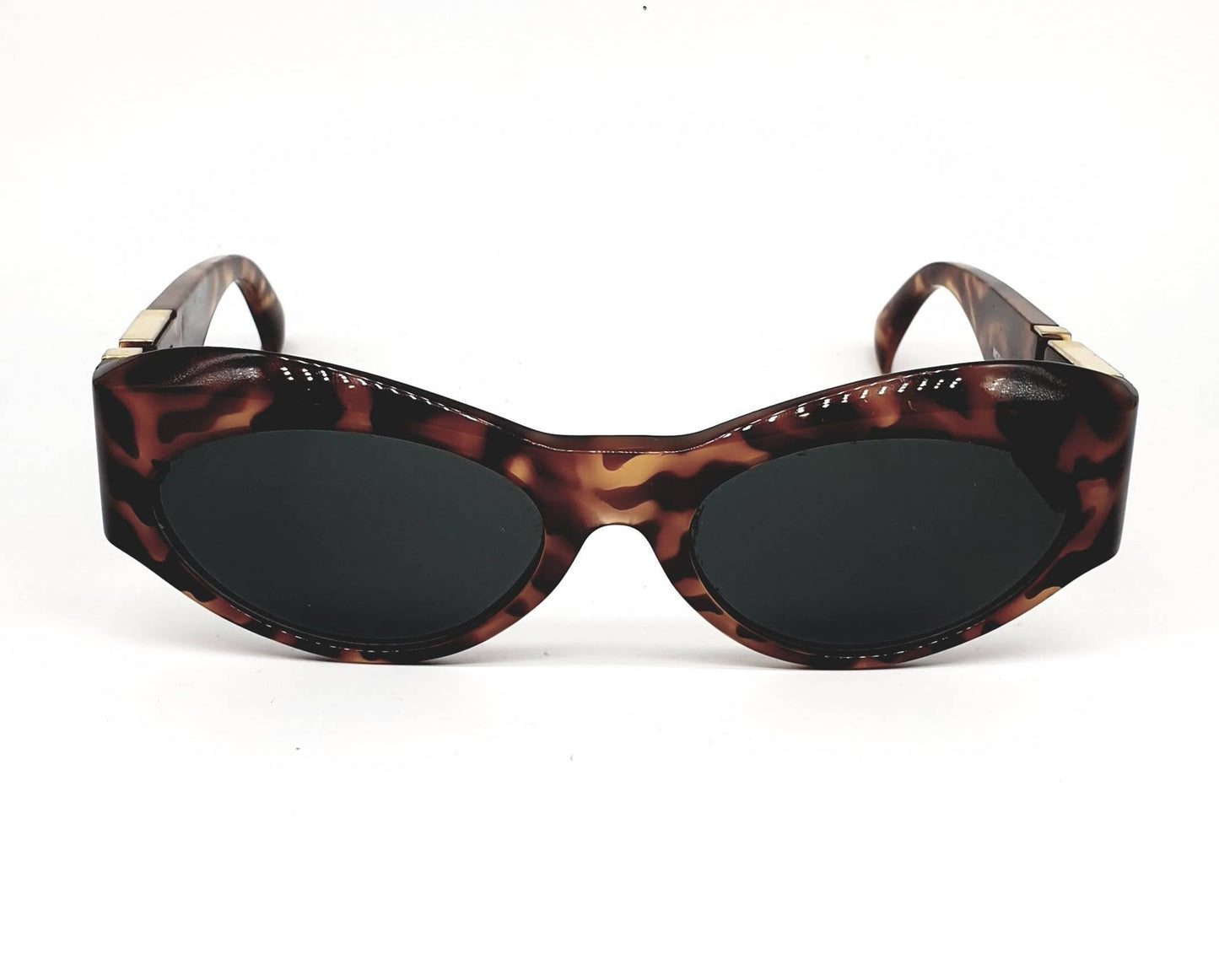 Gianni Versace T74 tortoise wrap sunglasses with iconic golden greek logo NOs 90s