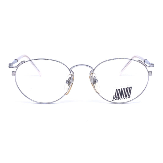 Junior Gaultier 52-2271 round silver metal steampunk eyeglasses made in Japan, 1980s NOS
