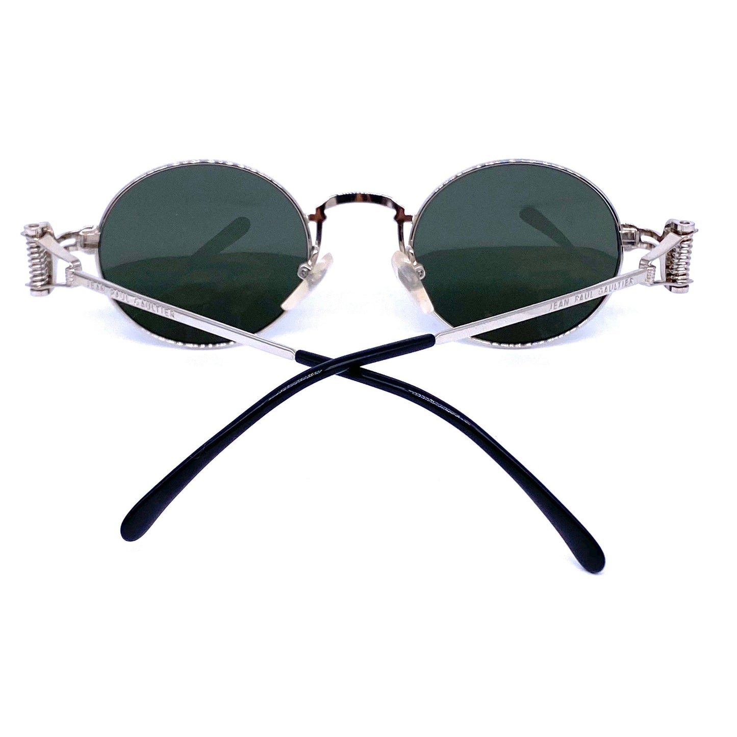 Jean Paul Gaultier 55 5106 round titanium steampunk sunglasses with spring hinges, Japan NOS 1990s