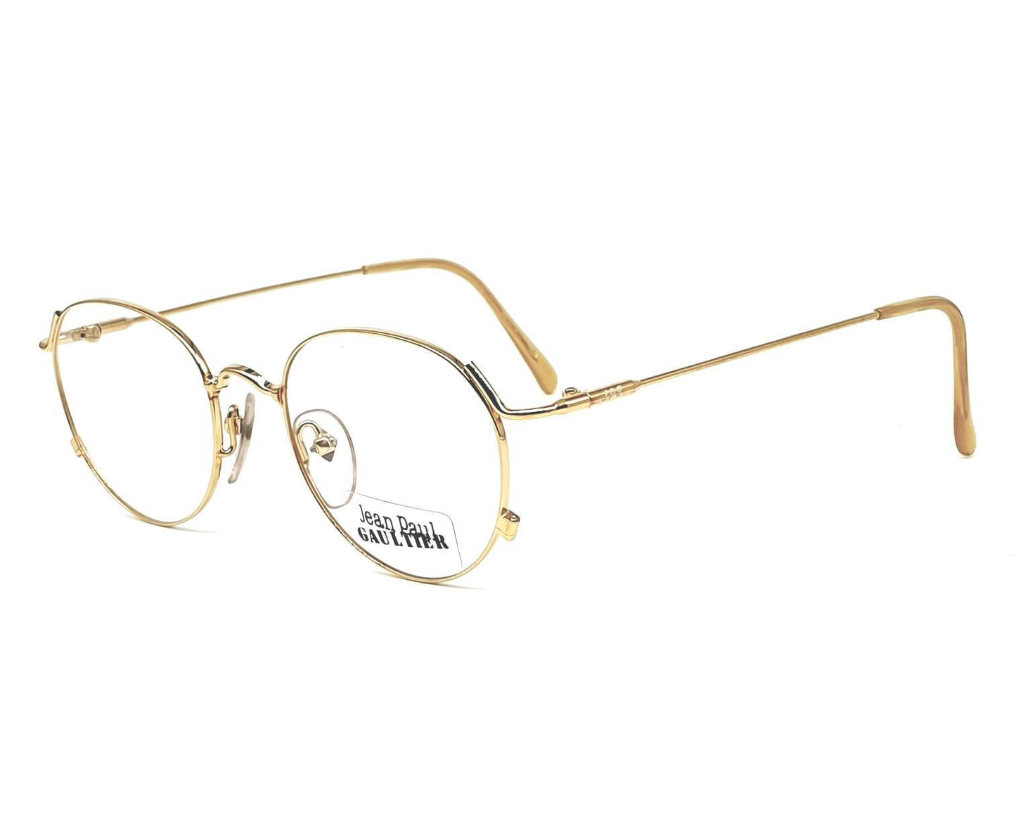 Junior Gaultier 55-2176 vintage round  gold steampunk eyeglasses frames Japan, 1980s NOS