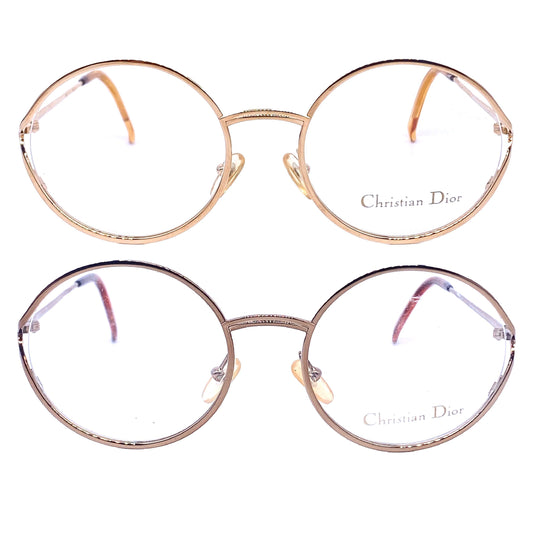 Christian Dior 3500 round oversized eyeglasses frames, coming in yellow or pink gold, no’s 80s Austria