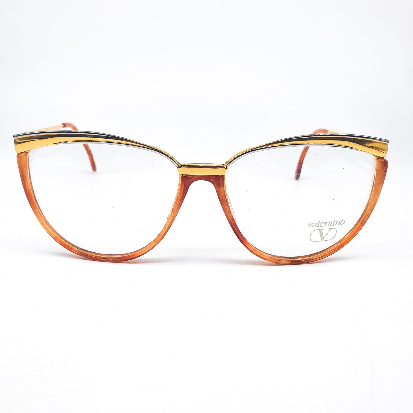 Valentino 326 tortoise -gold cateye eyeglasses frames, 1980s NOS