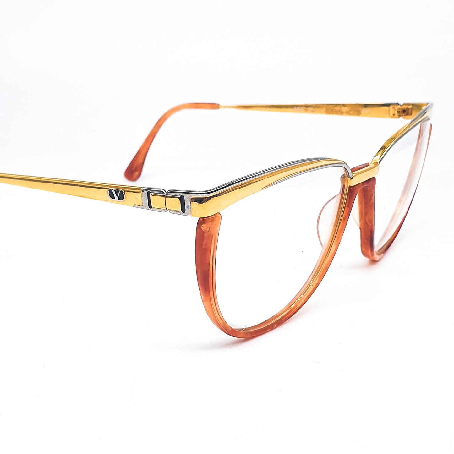 Valentino 326 tortoise -gold cateye eyeglasses frames, 1980s NOS