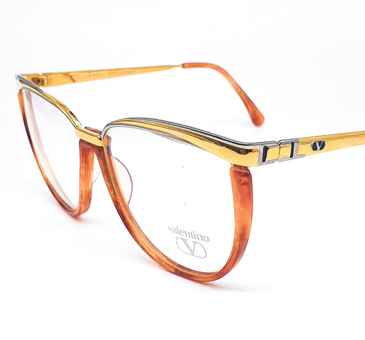 Valentino 326 tortoise -gold cateye eyeglasses frames, 1980s NOS