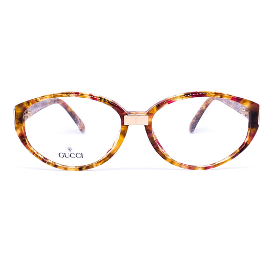 Gucci GG 2165 Oval Brown Tortoise glasses Frames made in Italy, 1980s NOs