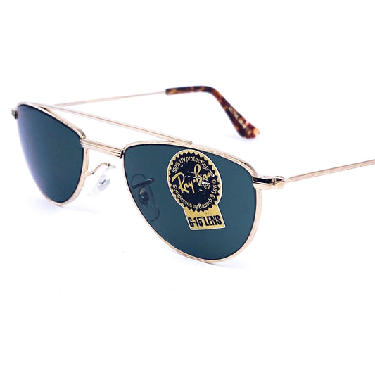 RayBan W1758 oval gold aviator sunglasses made in USA, 1980s NOS