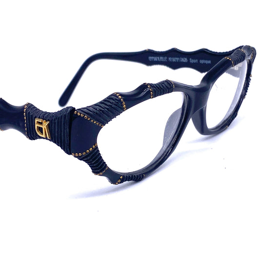 Emmanuelle Khanh 2136 vintage artistic cateye eyeglasses frame in black cellulose acetate Made in France