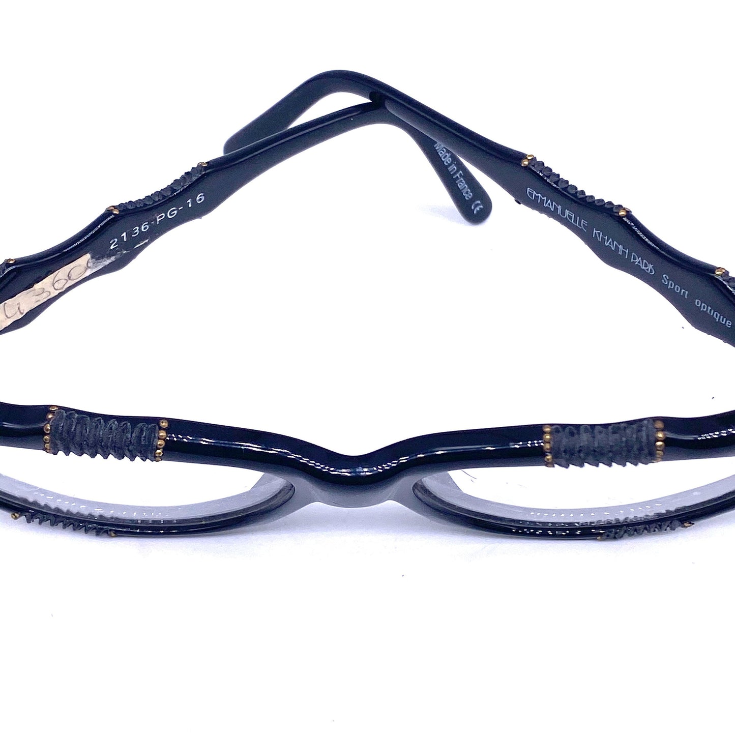 Emmanuelle Khanh 2136 vintage artistic cateye eyeglasses frame in black cellulose acetate Made in France