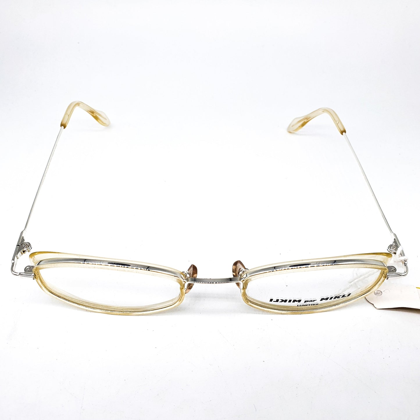 Alain Milki 8718 Vintage clear light yellow square Eyeglasses Frame, 90s NOS handmade in France