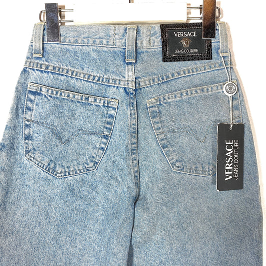 Versace Jeans Couture NOS light blue denim jeans Medusa badge sz 26 / 40 90s with tags